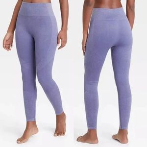JoyLab Purple 7/8 Ribbed Leggings Size M Seamless High Rise Waist Tummy Control